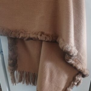 La Fiorentina Tan Wrap with Faux Fur Edging